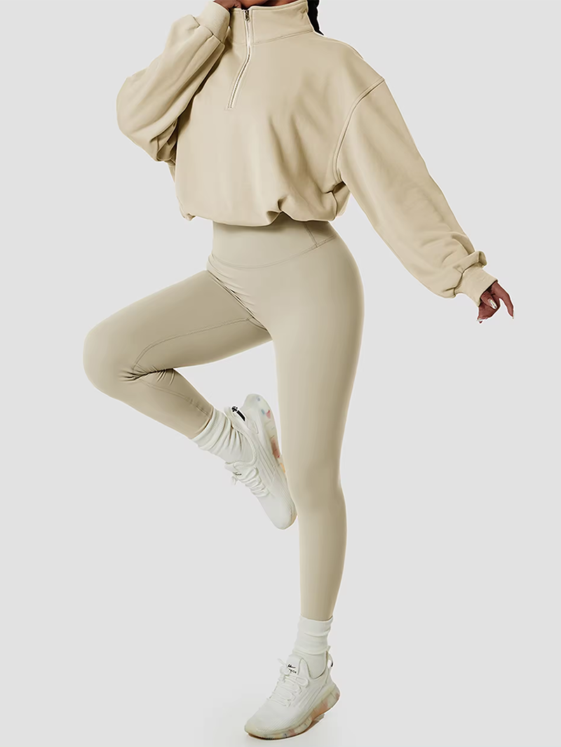 Custom Women Half Zip Up Cropped Hoodie